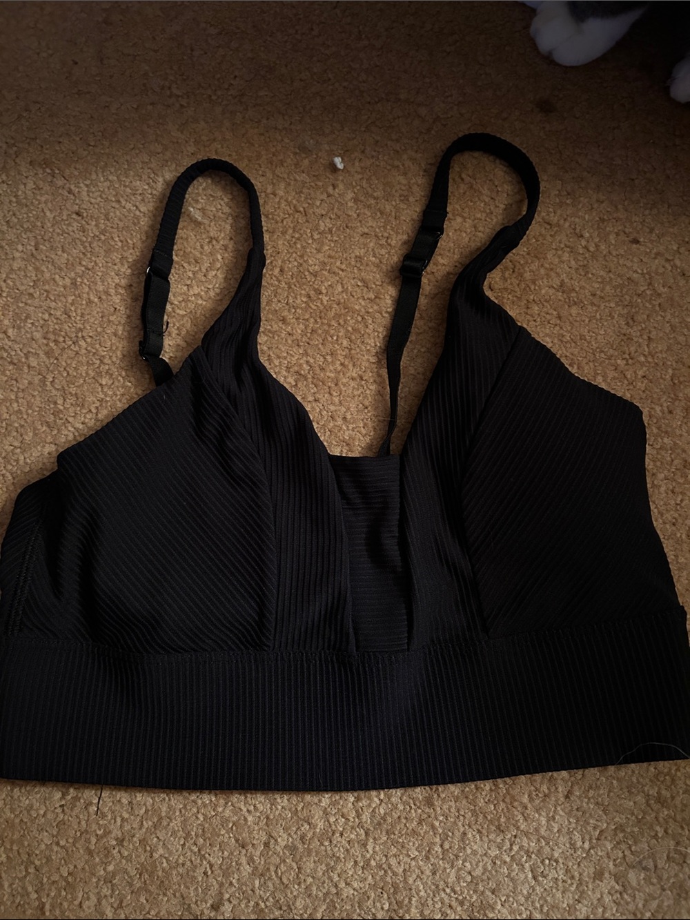 Old Navy Black Ribbed Longline Bralette with Adjustable Straps